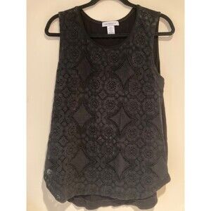 Liz Claiborne Black Lace Sleeveless Blouse Top Tee Size Large Casual EUC